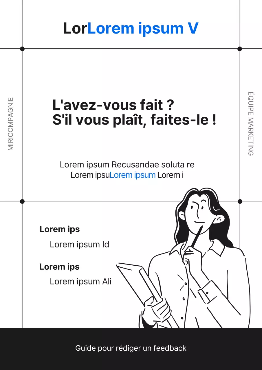 Un guide pour demander un simple retour d'information sur les performances en noir et bleu