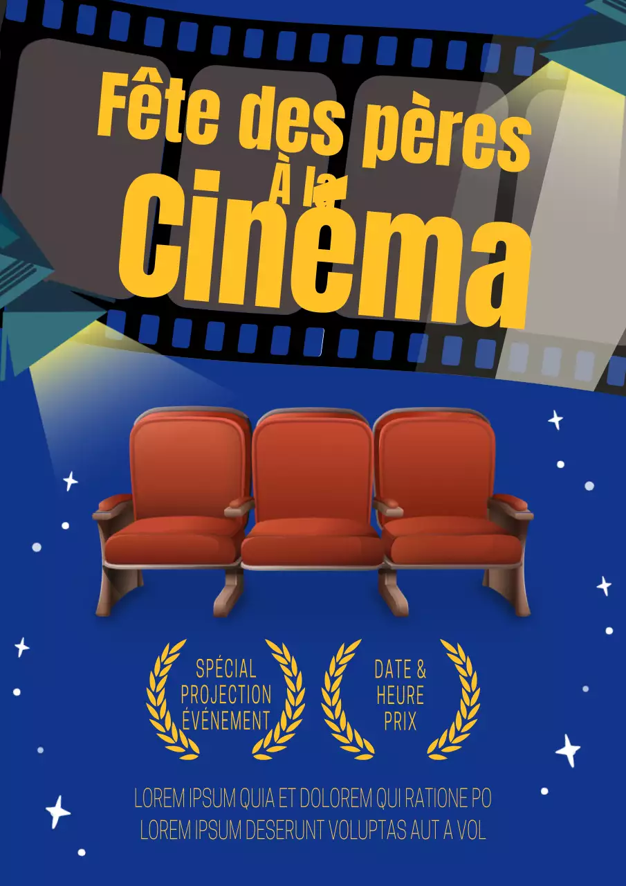 Publicité pour le film de la fête des pères (bleu et jaune)