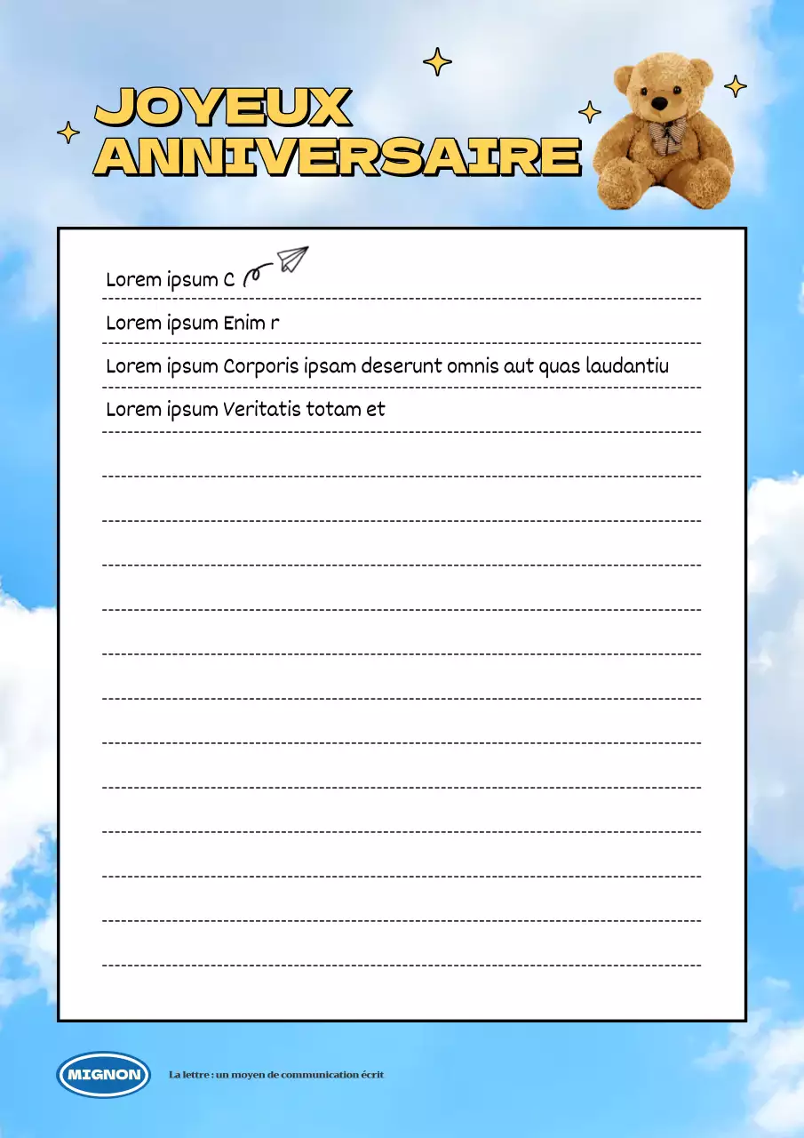 Papeterie d'anniversaire kitsch en jaune et bleu