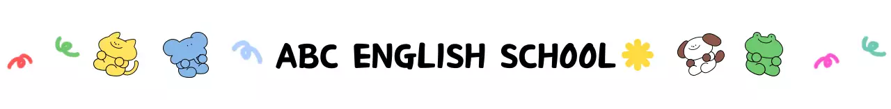 École d'anglais avec des illustrations colorées et mignonnes