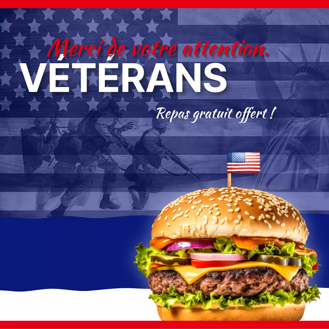 rouge blanc bleu patriotique promotion de la journée des vétérans