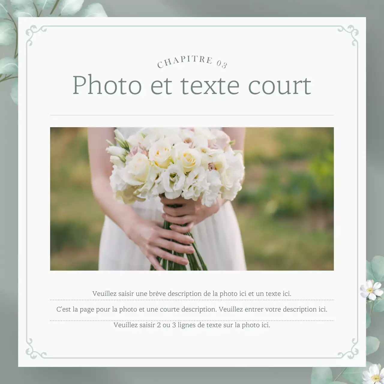 Lettre d'information florale luxueuse en beige et vert