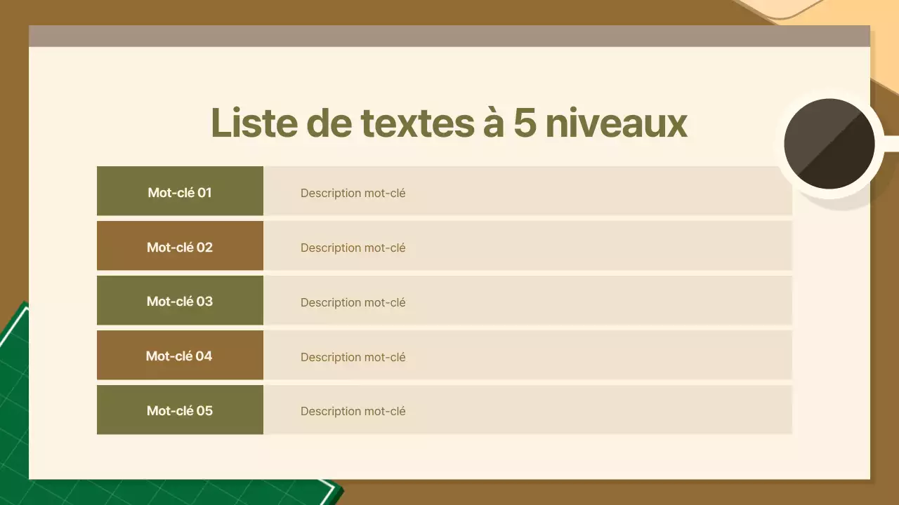 Un employé de bureau en kaki et marron Rapport d'activité