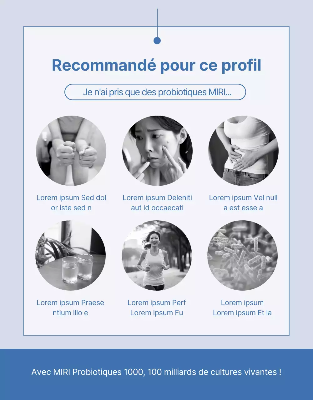 Briefing simple sur le lactobacillus en bleu marine et bleu clair