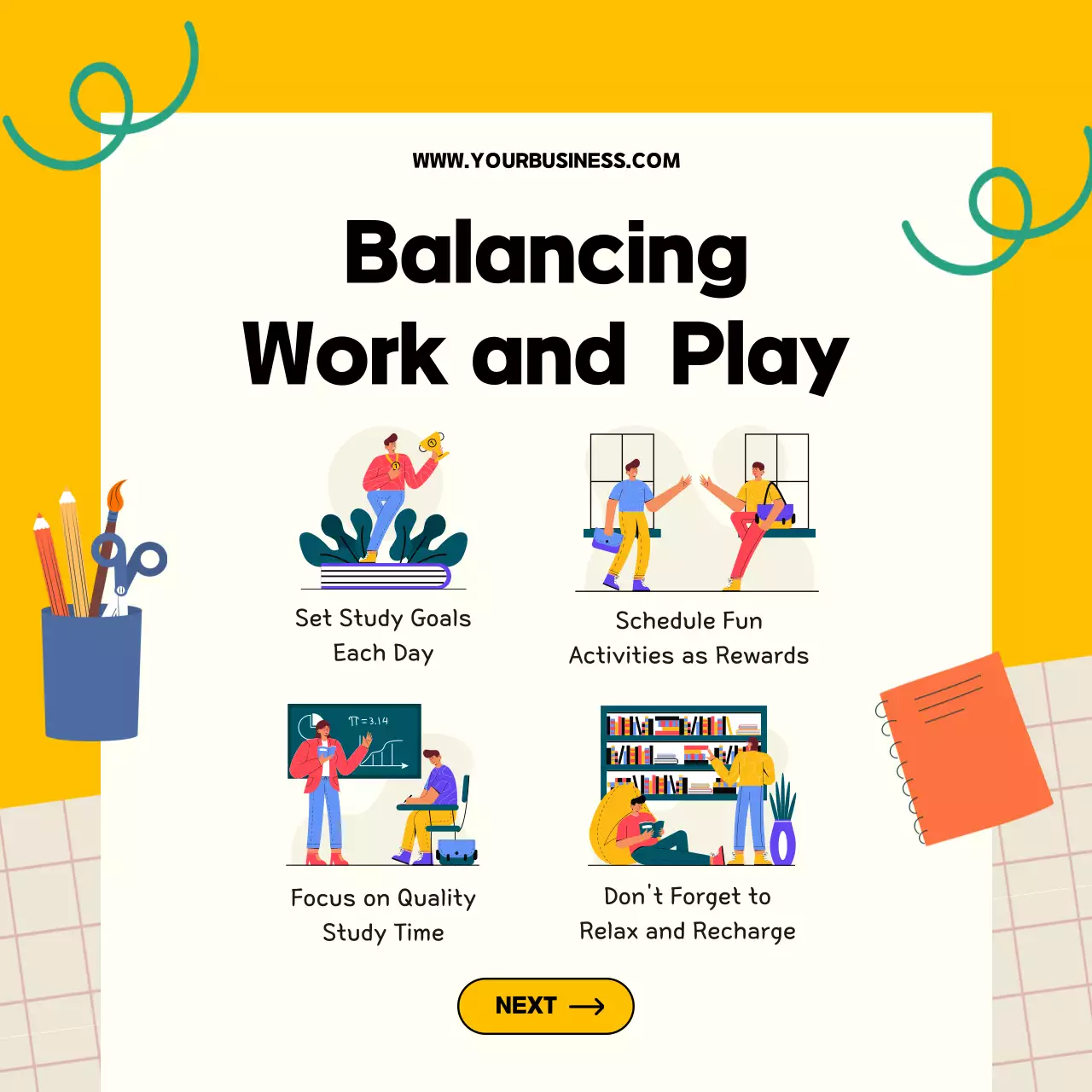 Yellow Modern Study Announcement Social Media Post