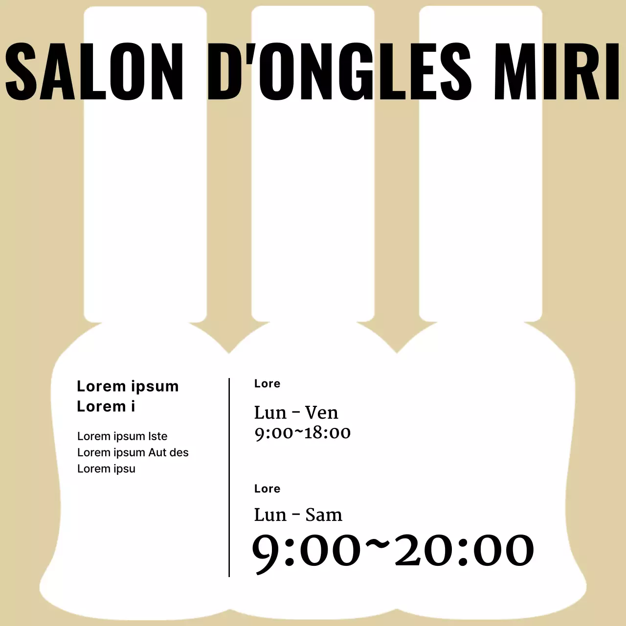 L'annonce des heures d'ouverture du Beige est simple