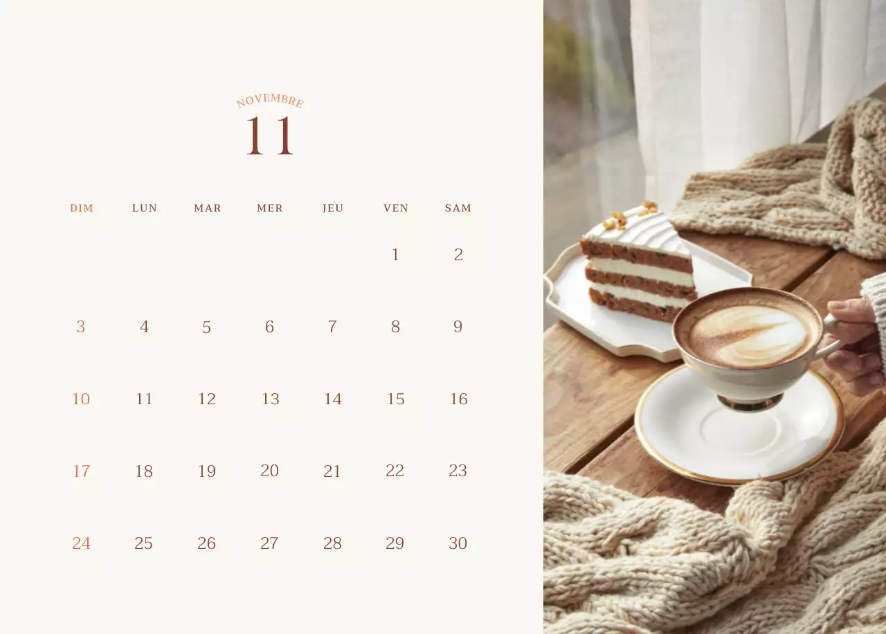 Mise en page de photos de cafés émotionnels en beige et marron