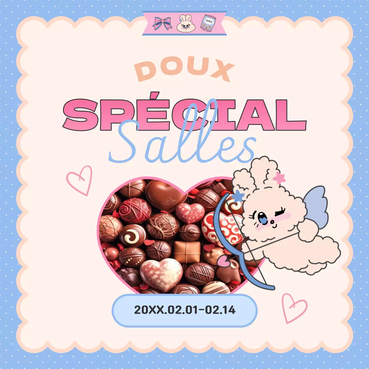 Une jolie publicité pour la Saint-Valentin en rose et bleu clair