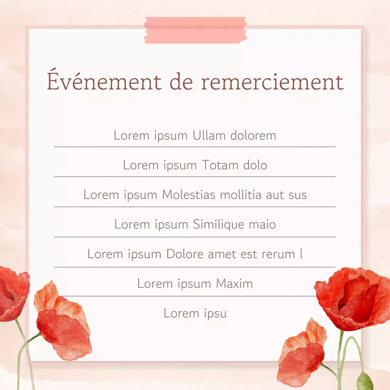 Un joli message de remerciement sur fond rose