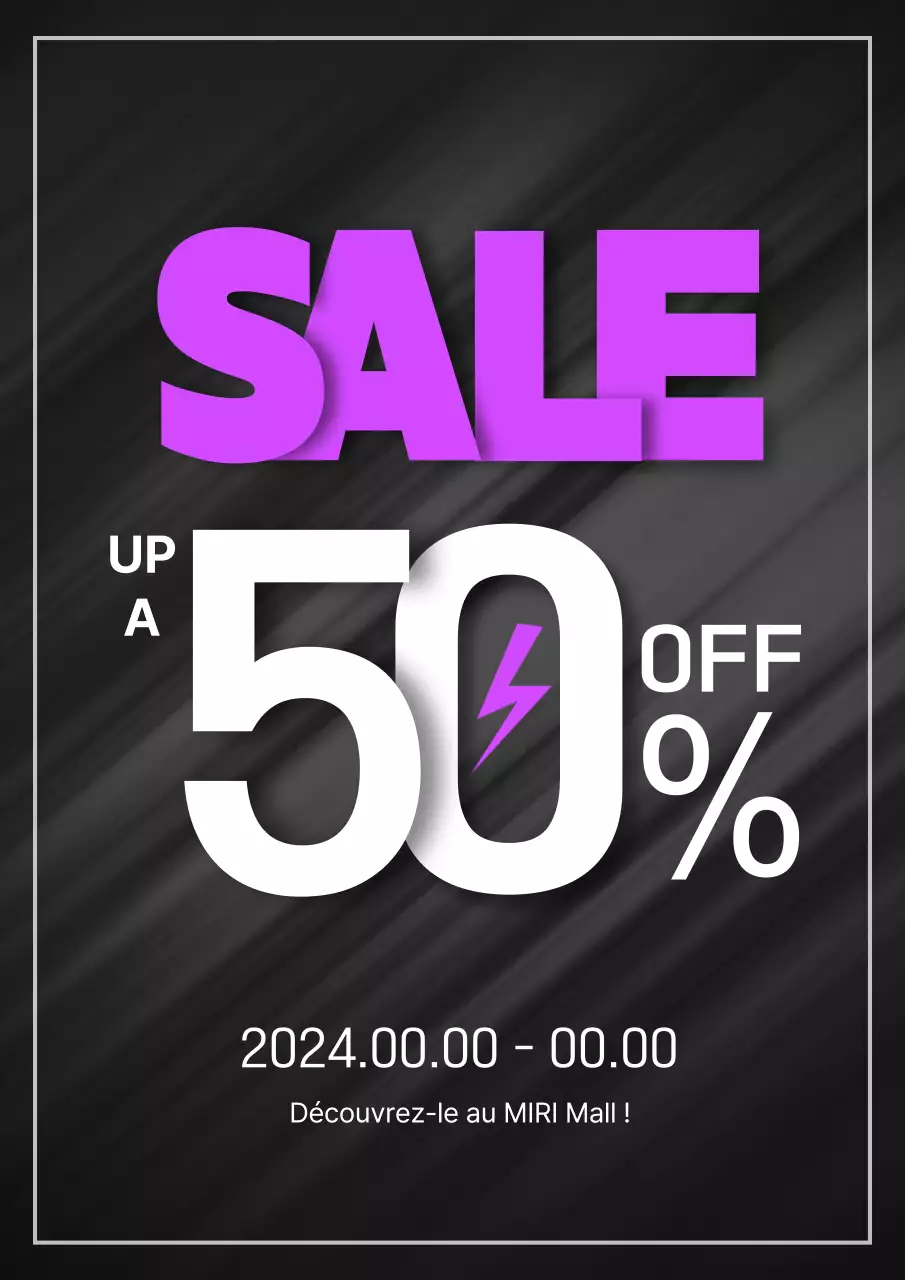 Annonce de vente simple en violet et noir