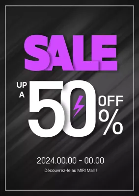 Annonce de vente simple en violet et noir