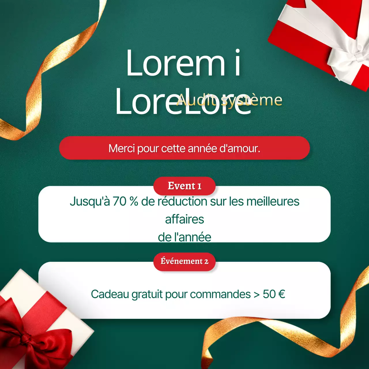 Annoncez un luxueux paquet de modèles de Noël festifs en vert et rouge