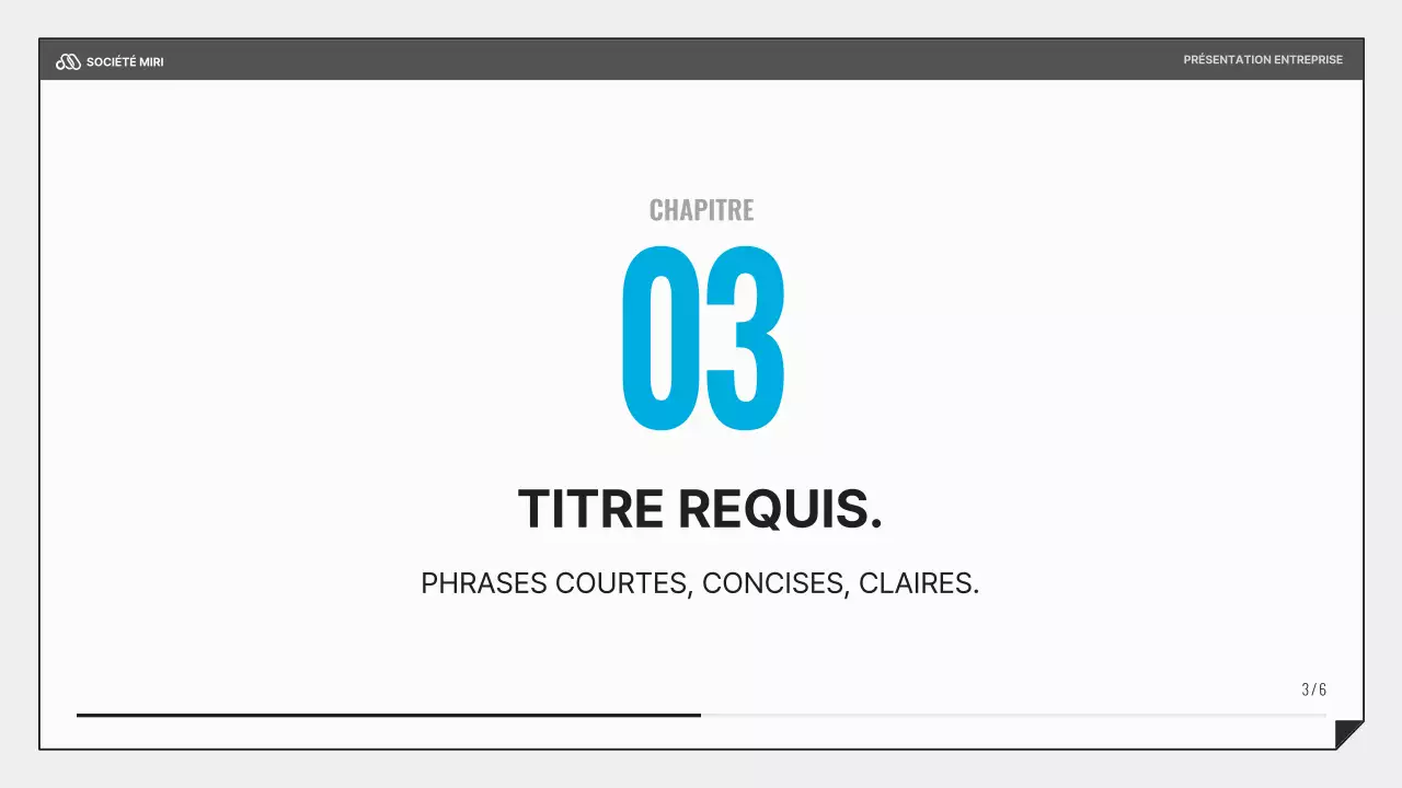 Une présentation commerciale simple en noir et bleu clair