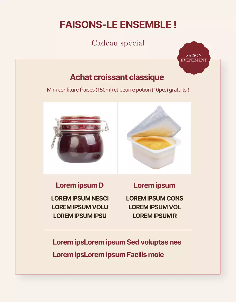 Promouvoir un événement de boulangerie moderne en noir et beige