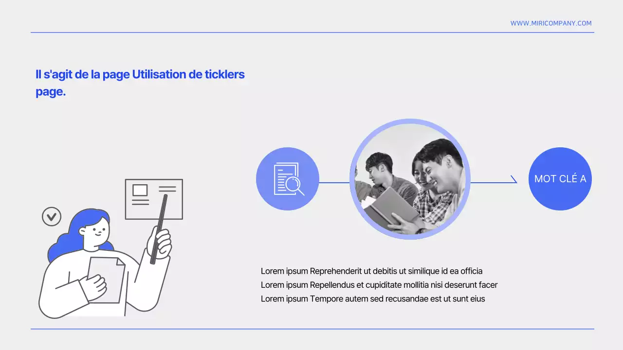 Un modèle simple de rapport d'organisation de l'information en bleu et blanc