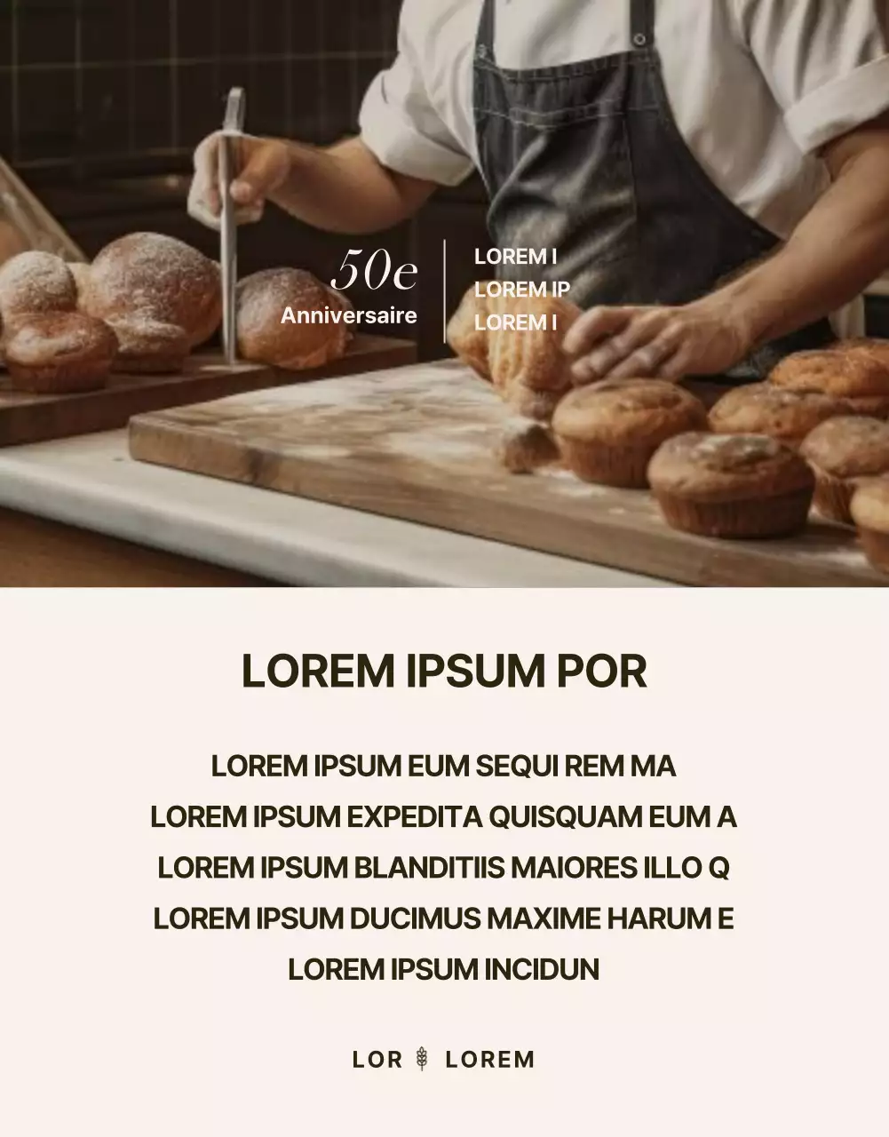 Promouvoir un événement de boulangerie moderne en noir et beige