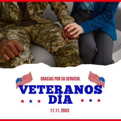 Anuncio básico blanco y azul del Día de los Veteranos