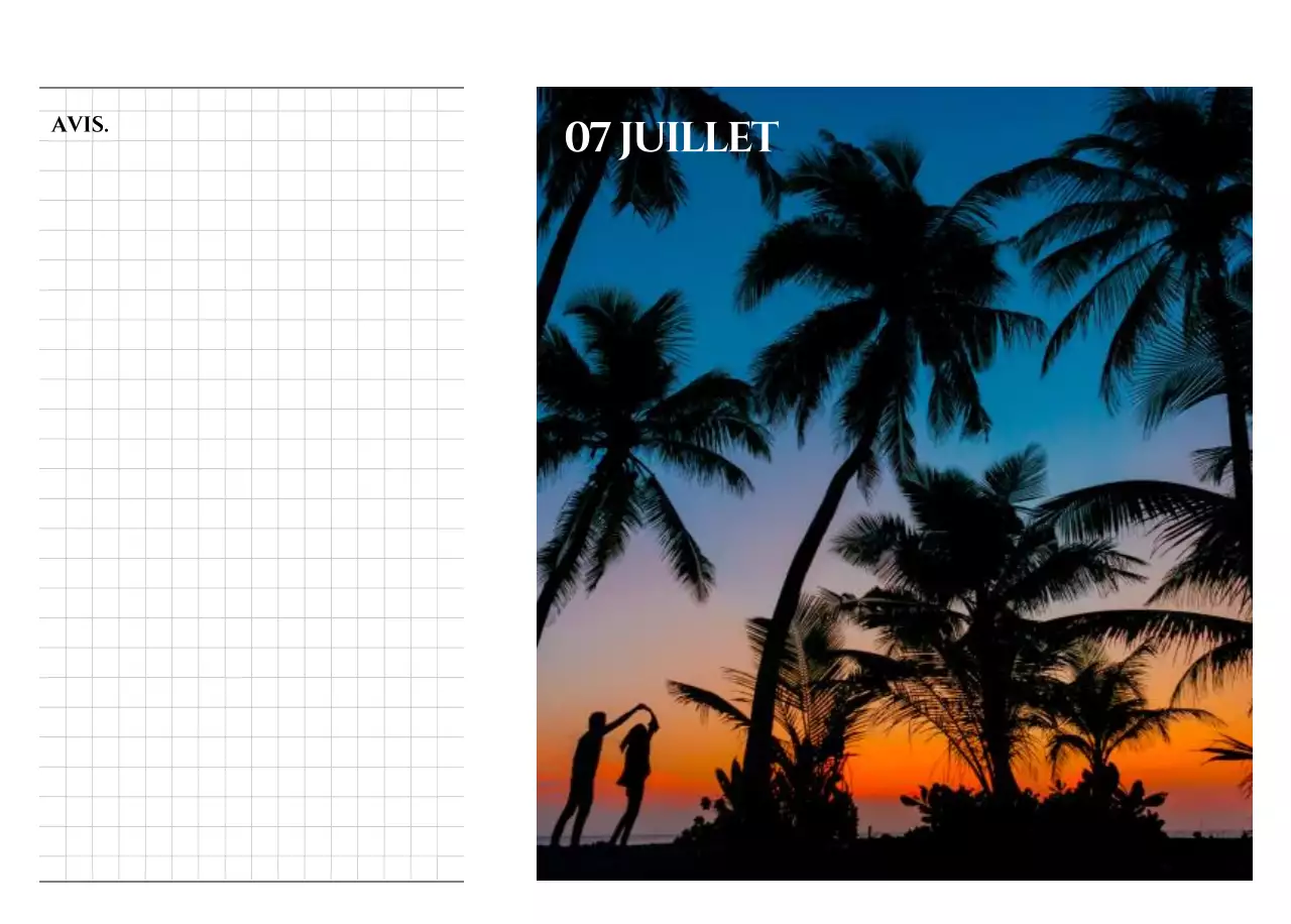Un calendrier de style simple avec un concept de photographie de voyage émotionnel