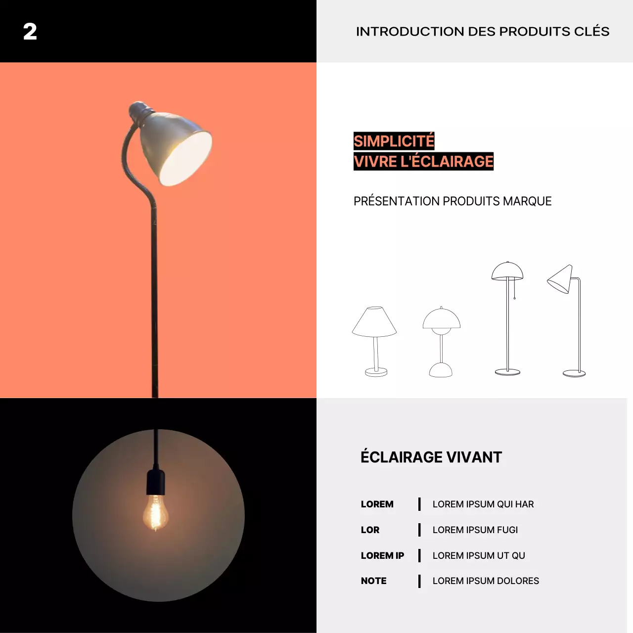 Marquage d'un intérieur minimaliste en orange et noir