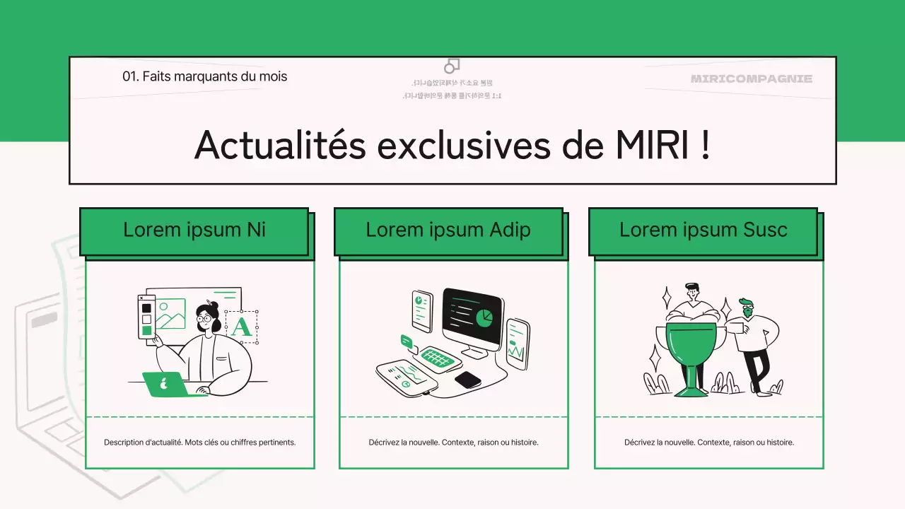A propos de la lettre d'information mensuelle verte et moderne de l'entreprise
