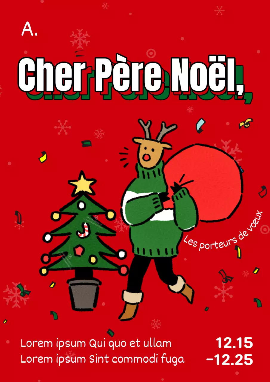 Publicité pop art sur les offres de tombola de Noël en rouge et vert