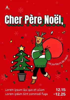 Publicité pop art sur les offres de tombola de Noël en rouge et vert