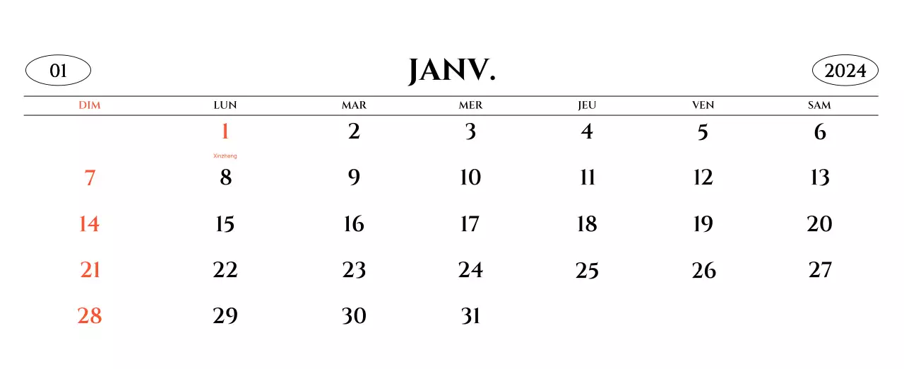 Calendrier mural de style simple avec un concept de photographie de voyage émotionnelle en noir et blanc