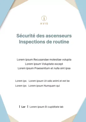 Avis de maintenance d'ascenseur moderne en bleu clair et beige