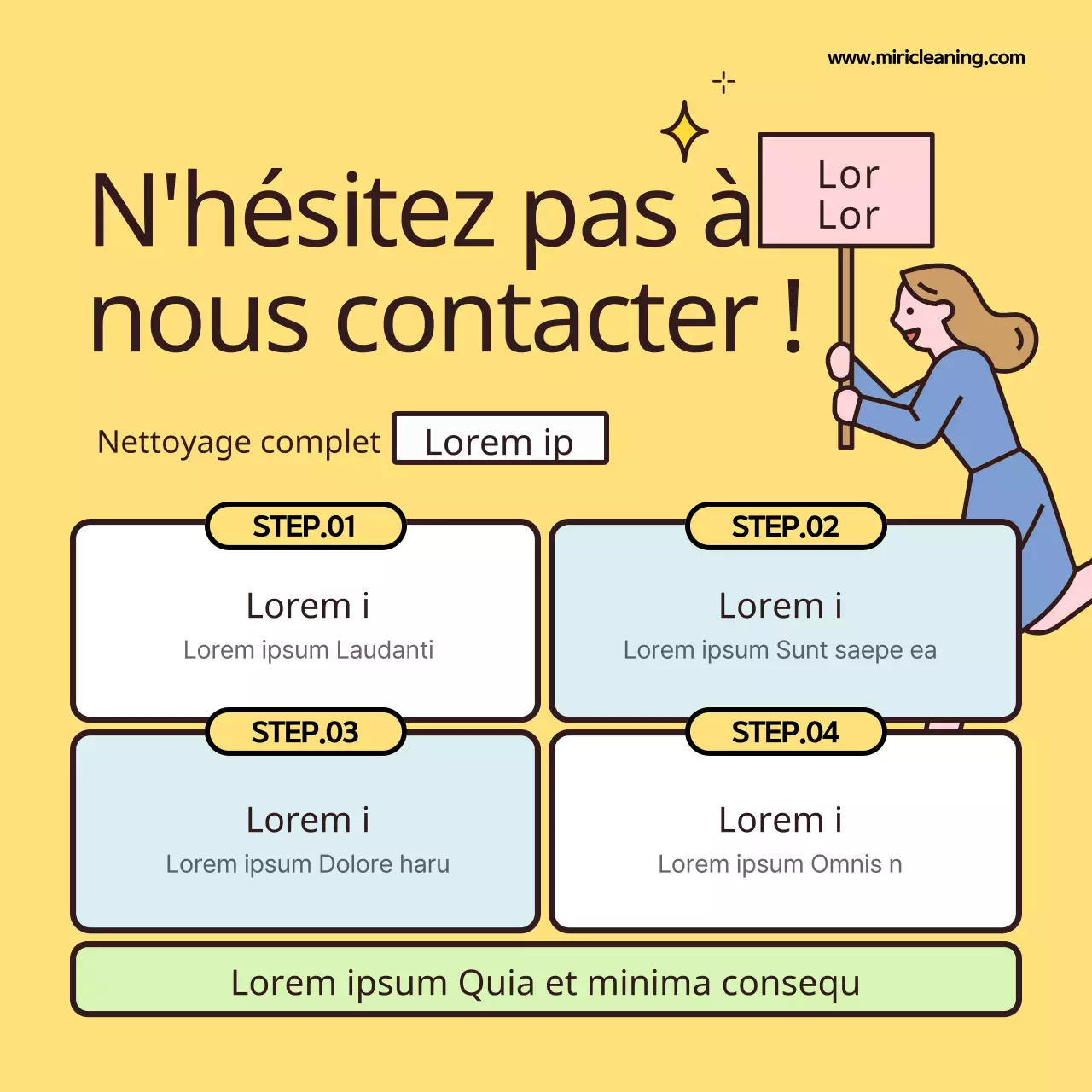 Faites la promotion de votre entreprise de nettoyage jaune et mignon