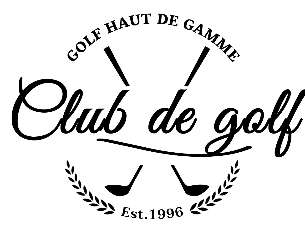 Concept luxueux de club de golf avec illustration de club de golf et écriture manuscrite