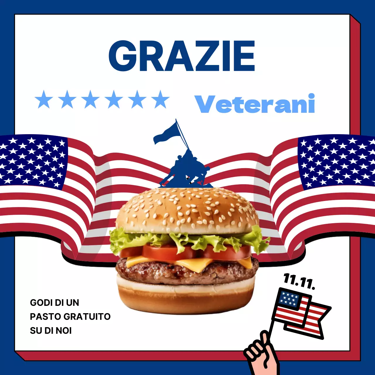 Pubblicità retro del Veteran's Day in bianco e blu