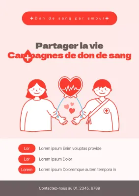 Une collecte de sang simple et vitale en rouge et rose