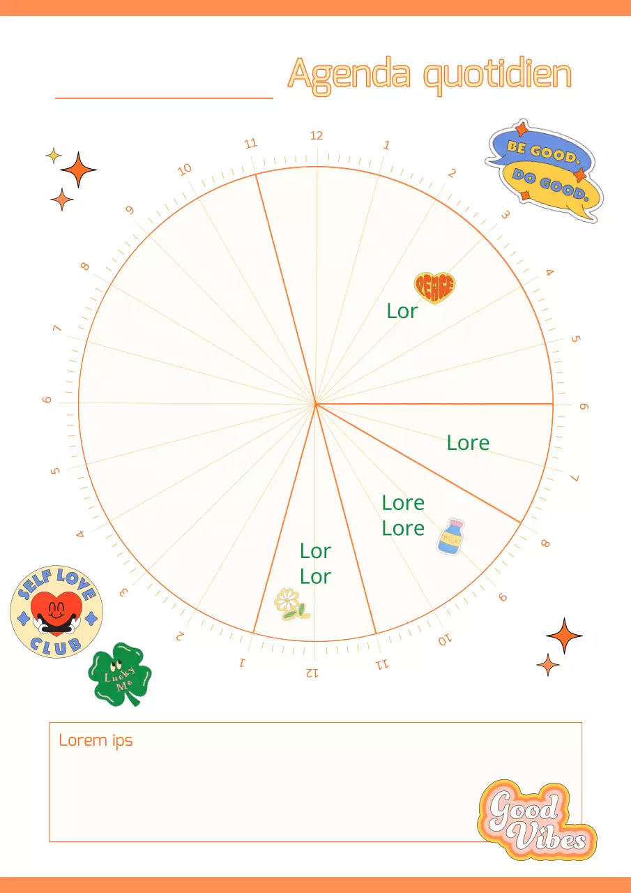 Joli agenda rond en orange et ivoire