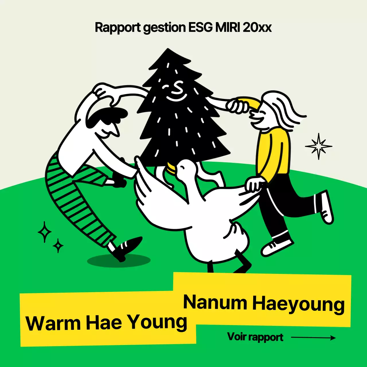 Une déclaration d'activités ESG kitsch, jaune et chartreuse