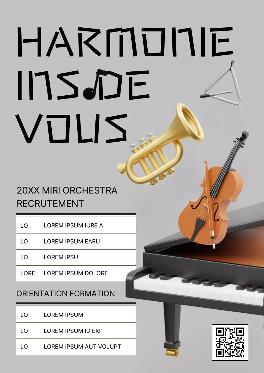 Lettre de motivation pour le recrutement de l'orchestre gris et noir