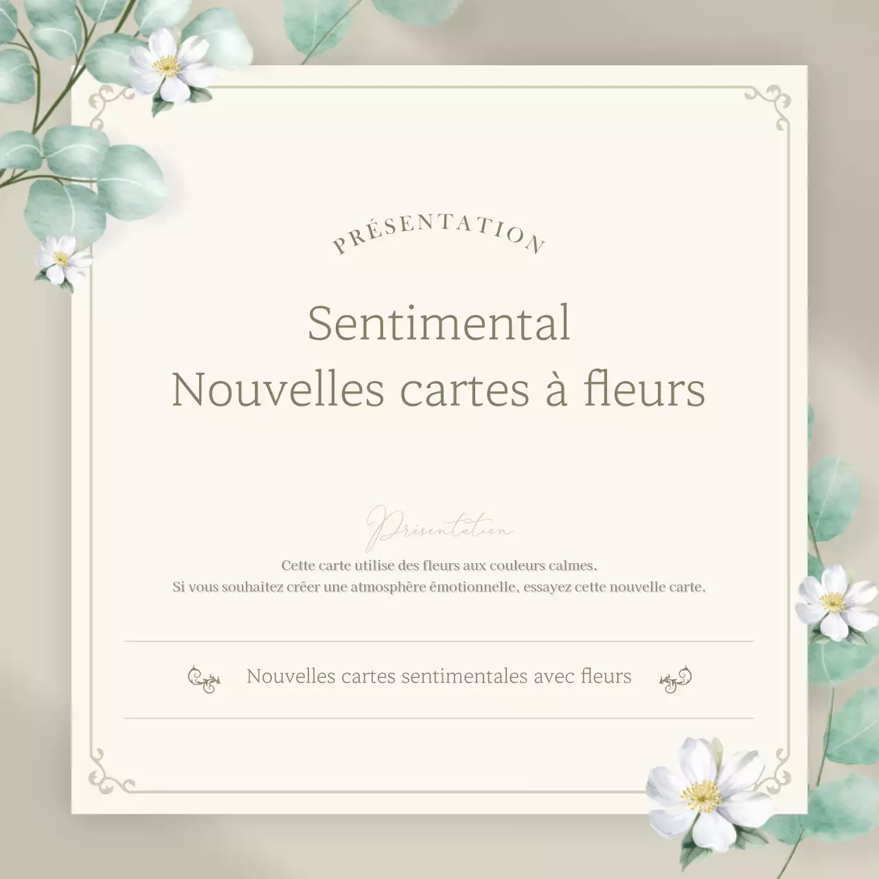 Lettre d'information florale luxueuse en beige et vert