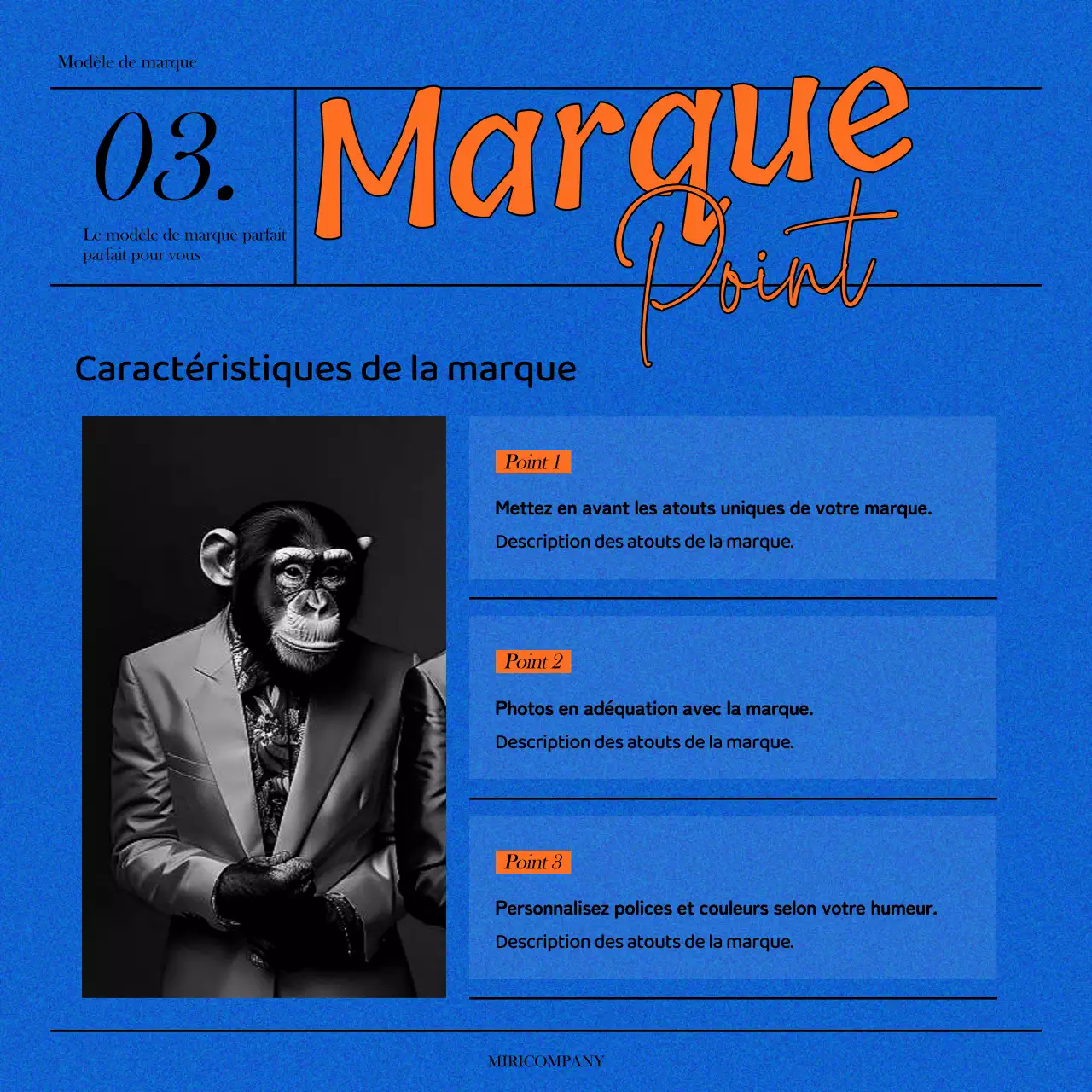 Une déclaration de marque simple en bleu et orange