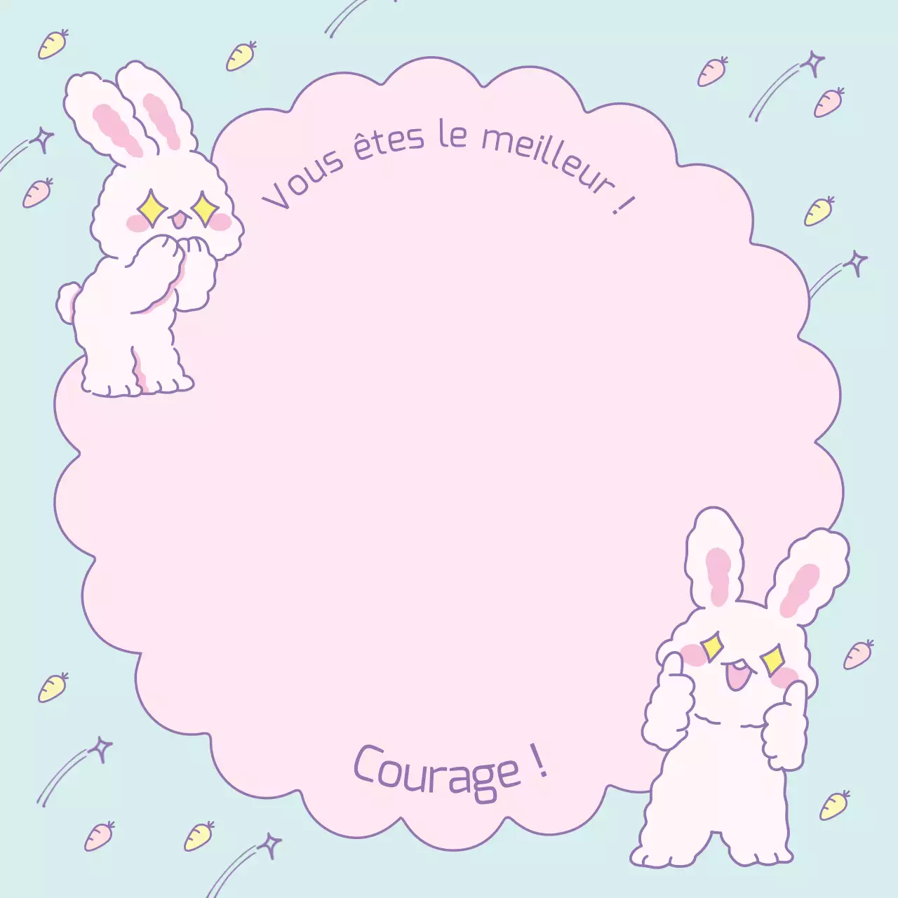 Notes d'encouragement mignonnes en bleu clair et rose