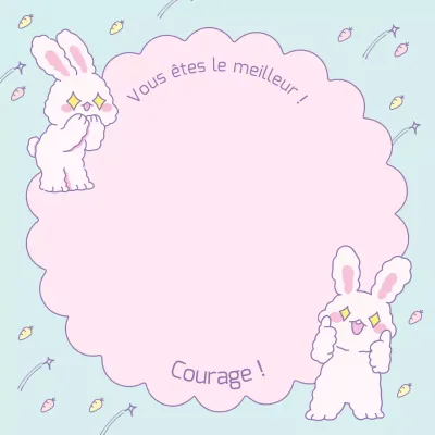 Notes d'encouragement mignonnes en bleu clair et rose