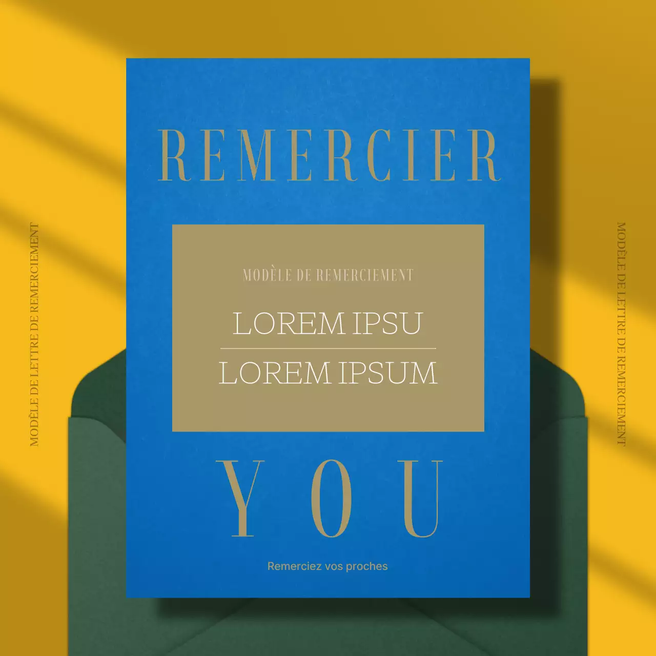 Papier de remerciement moderne en bleu et jaune