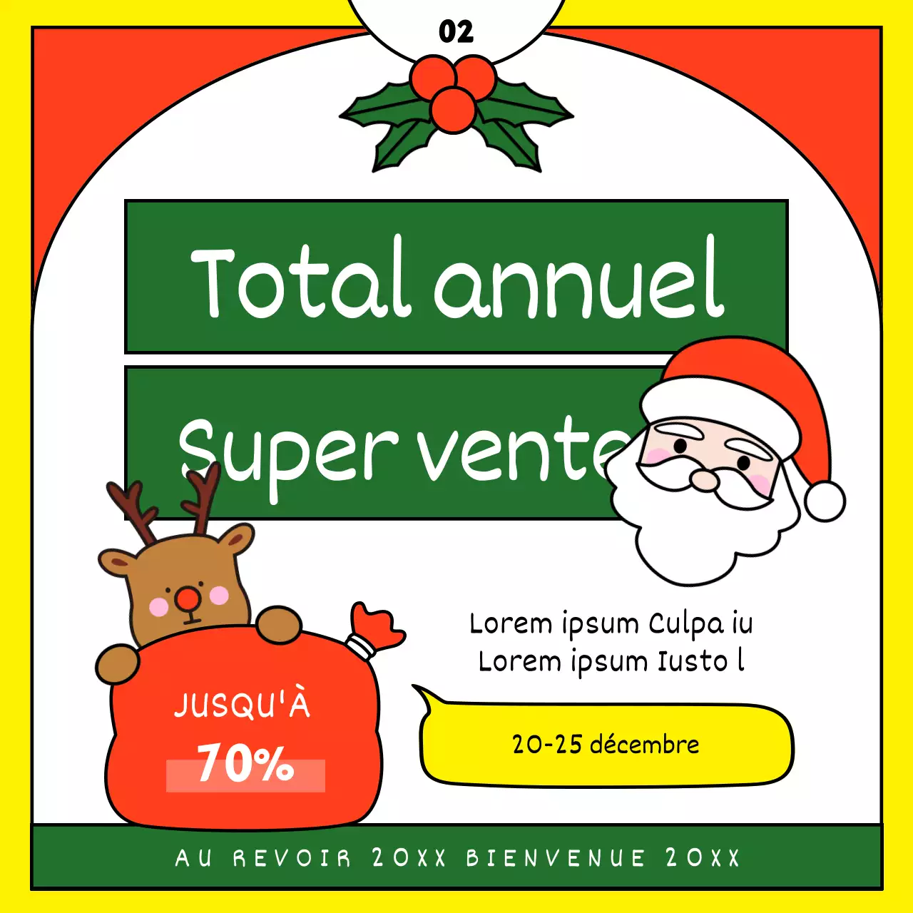 Modèle d'annonce de Noël en rouge et jaune