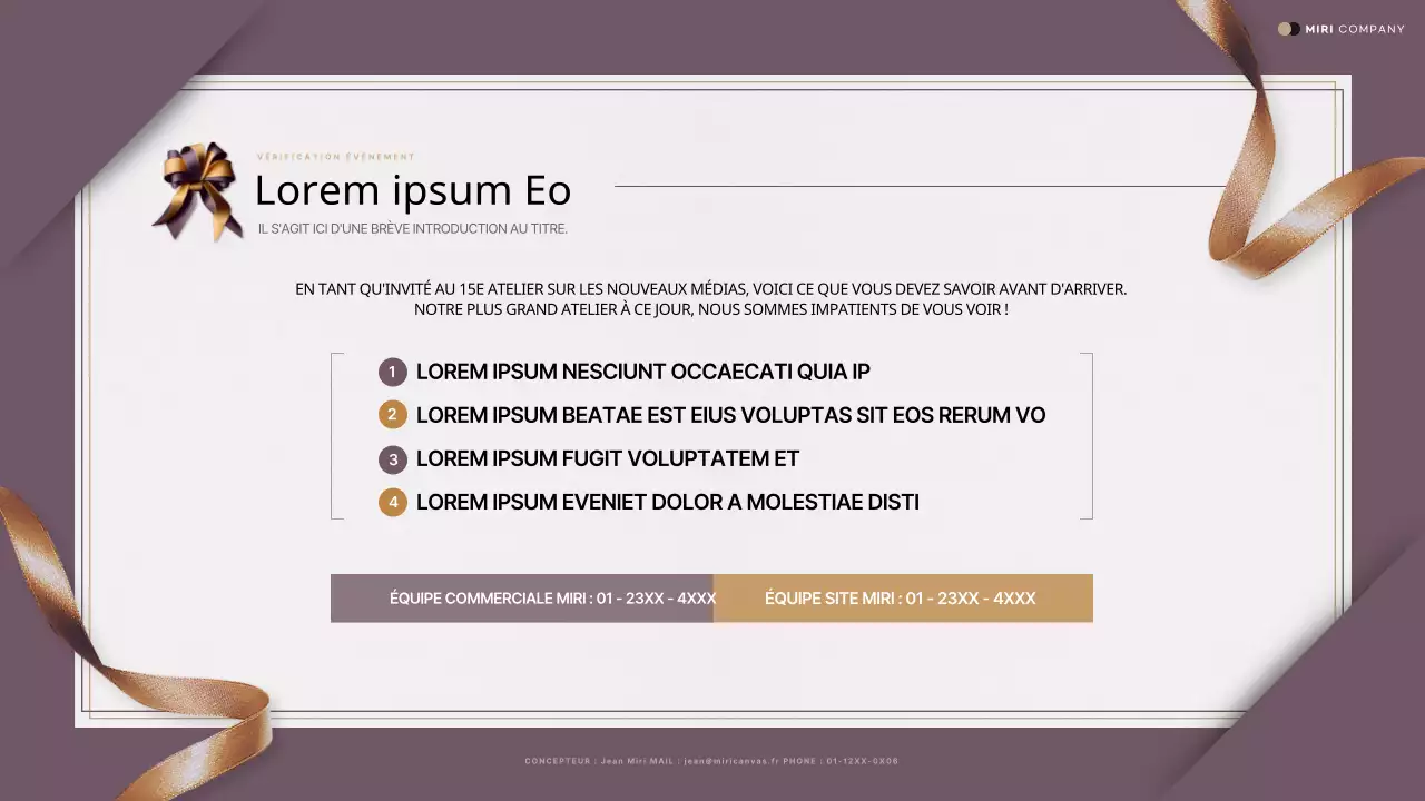 Une luxueuse proposition d'invitation à un événement en violet et or
