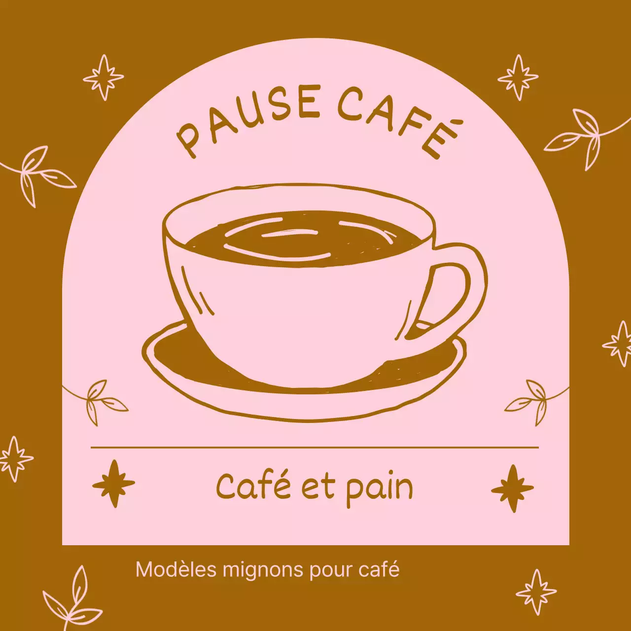 Une collection pop-art d'annonces de cafés en brun et rose Newsletter