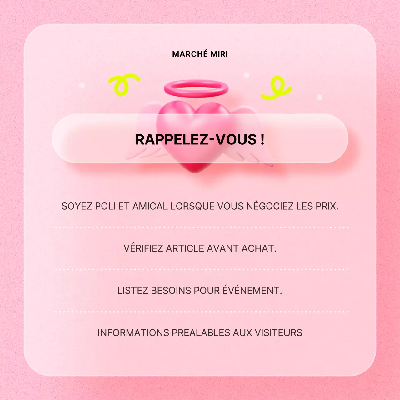 Annonce du marché de partage rose et rouge