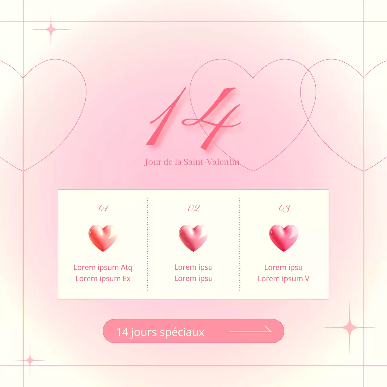 Promouvoir un événement branché de la Saint-Valentin sur fond ivoire et rose