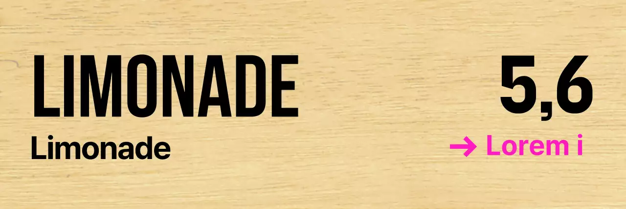 Café avec un lettrage noir clair et des accents roses