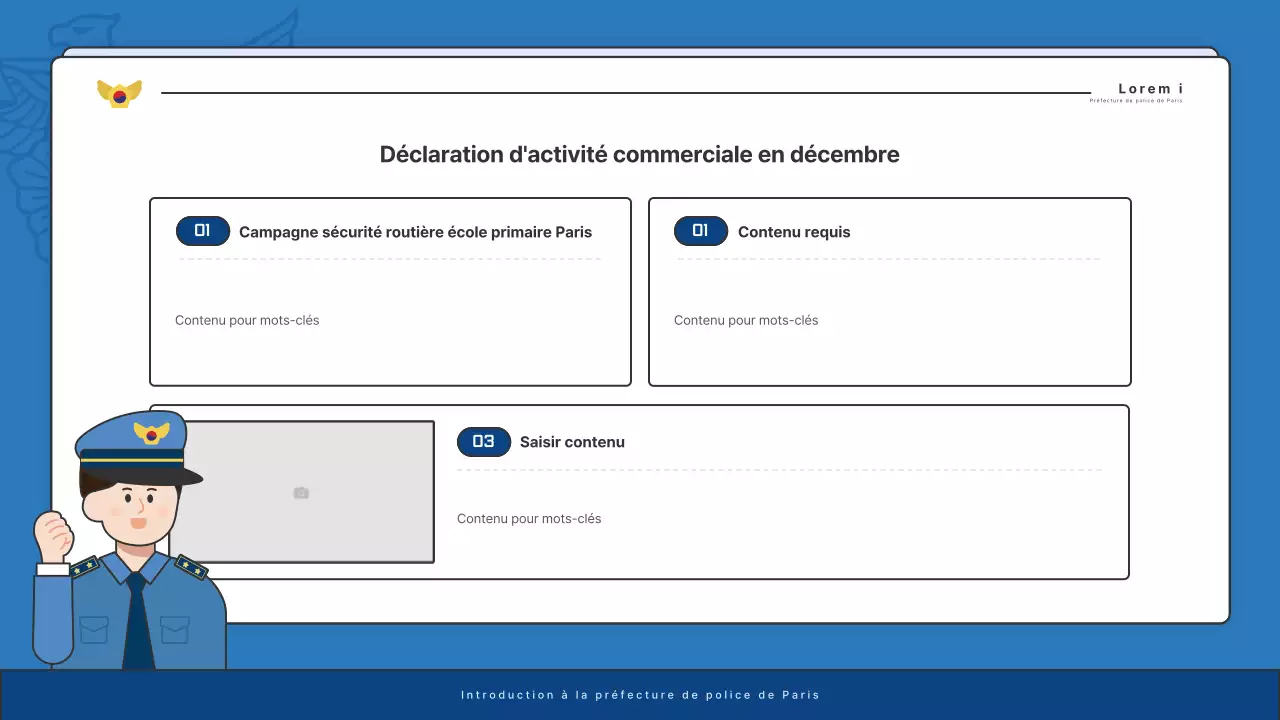 Affichage par défaut des bulletins d'information des commissariats de police en bleu et bleu marine