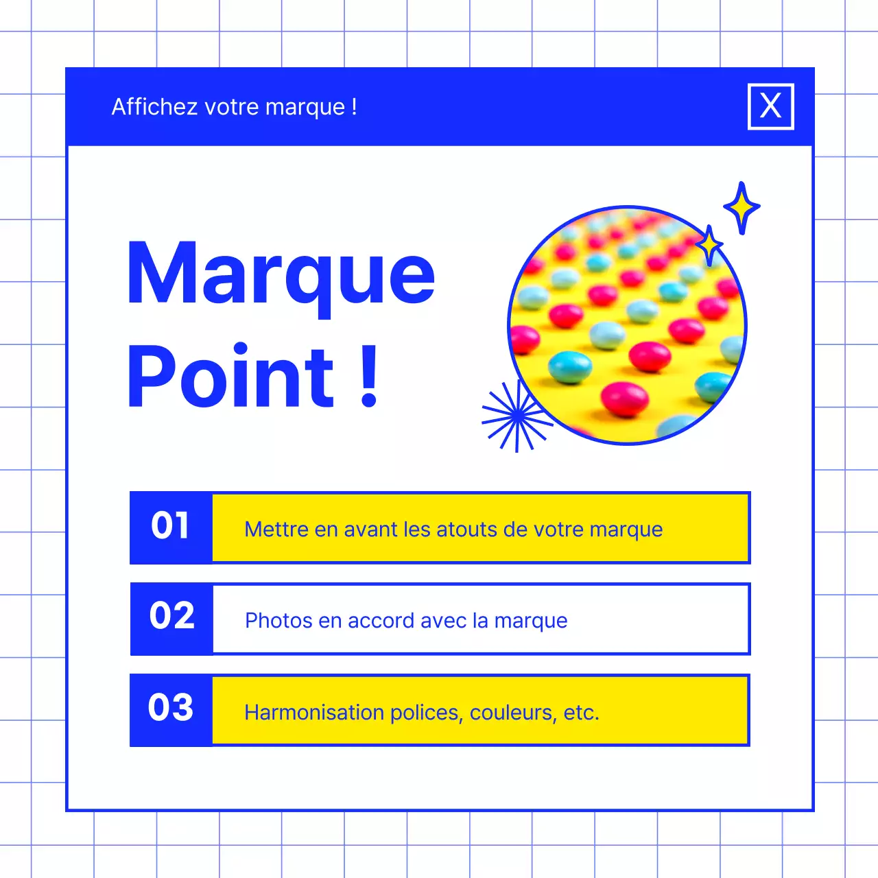 Promouvoir la marque d'un dessert bleu.