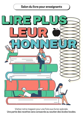 Publicité pour l'événement de lecture de la Journée des enseignants en vert et orange tendance