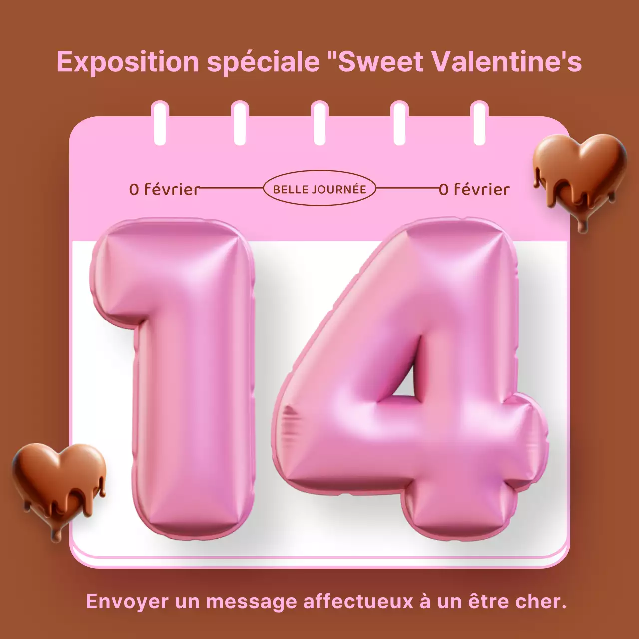 Flyer de la Saint-Valentin en rose